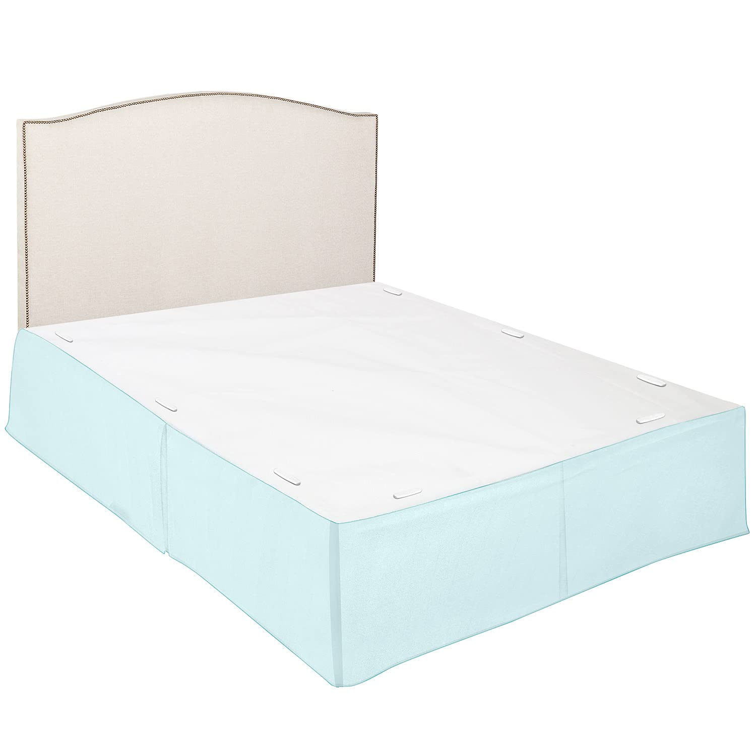 Clara Clark Pleated Bed Skirt - 14 inch Tailored Drop Luxury Double Brushed Microfiber Dust Ruffle - Includes 8 Pins, Full Size, Aqua Blue