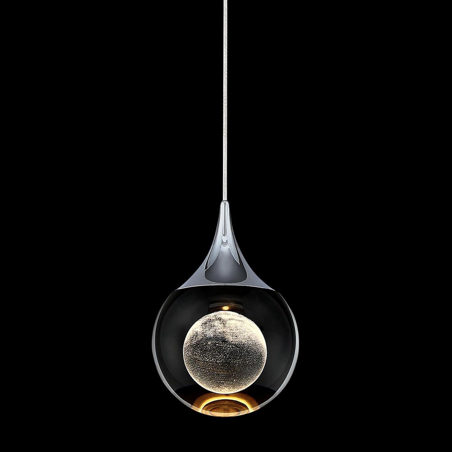 JoollySun Crystal LED Pendant Light: Black Modern Mini Light Fixtures Ceiling Hanging for Kitchen Island Bathroom