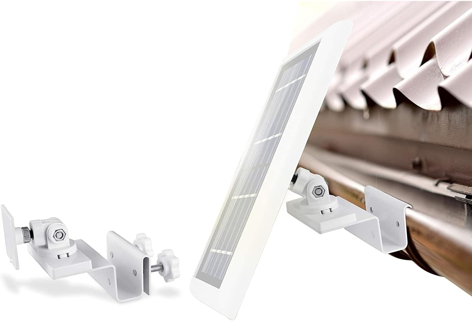 Wasserstein Gutter Mount for Solar Panel Compatible with Ring, Arlo, Blink, Reolink Cams (1 Pack, White) (Not Compatible with Ring Super Solar Panel)