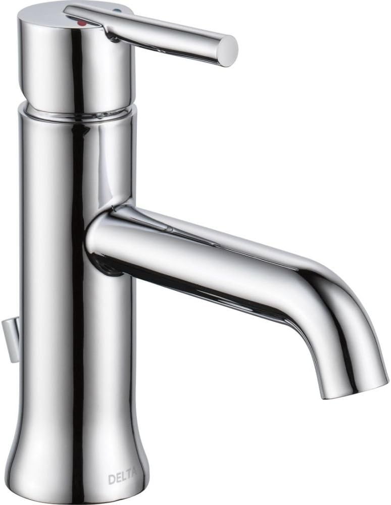 Delta Faucets Trinsic Single Handle Bathroom Faucet with Pop-Up Drain and Base Plate in Chrome