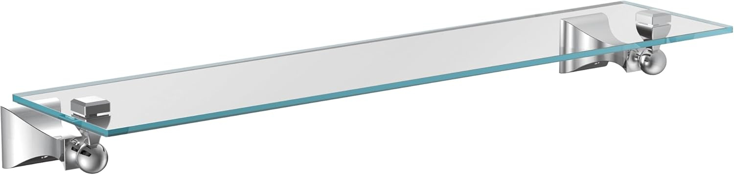 Moen Retreat Brushed Nickel Clear Towel Bar with Shelf Glass