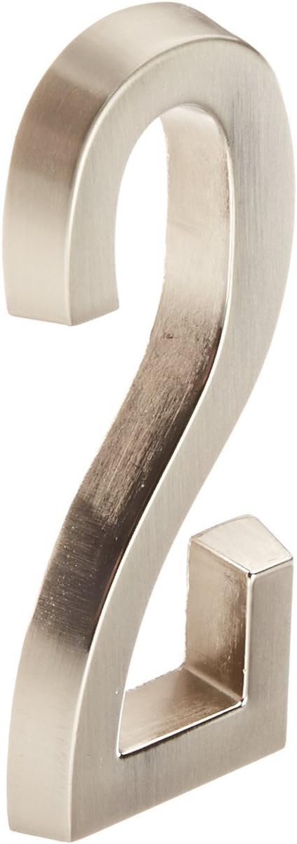 The Hillman Group 843282 4 in. Nickel Distinctions Zinc Die-Cast Adhesive Plaque Number - 2 - 3 Piece