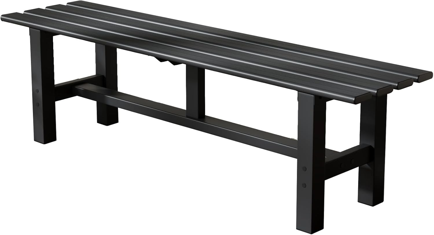 TECSPACE Aluminum Outdoor Patio Bench Black,59.1 x 14.2X 15.7 inches,Integrated Type Without Installation,Light Weight High Load-Bearing,Outdoor Bench for Park Garden,Patio and Lounge