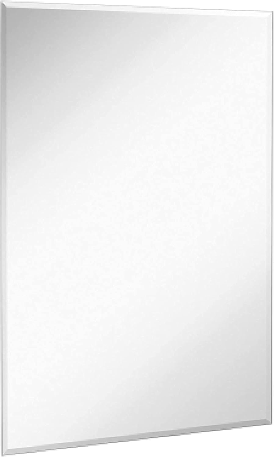 Hamilton Hills New Frameless Lightweight Beveled Mirror 30" x 40 Wall Mirror for Bathroom Vanity with Bevel
