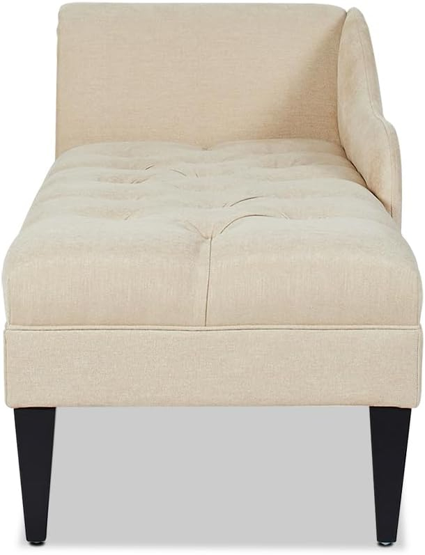 Harrison Tufted Roll Arm Chaise Lounge Beige