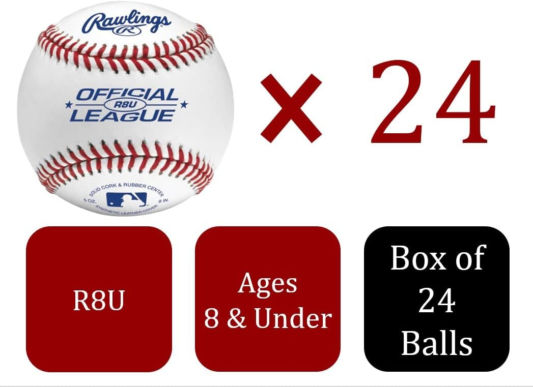 Rawlings | Official League Recreational Use Practice Baseballs | Youth/8U | R8U | Bucket | 24 Count