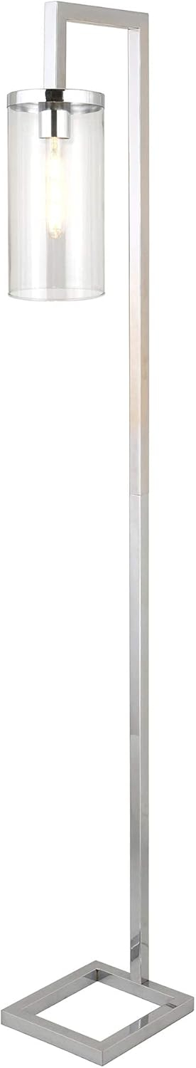 Evelyn&Zoe Modern Metal Floor Lamp with Clear Glass Shade