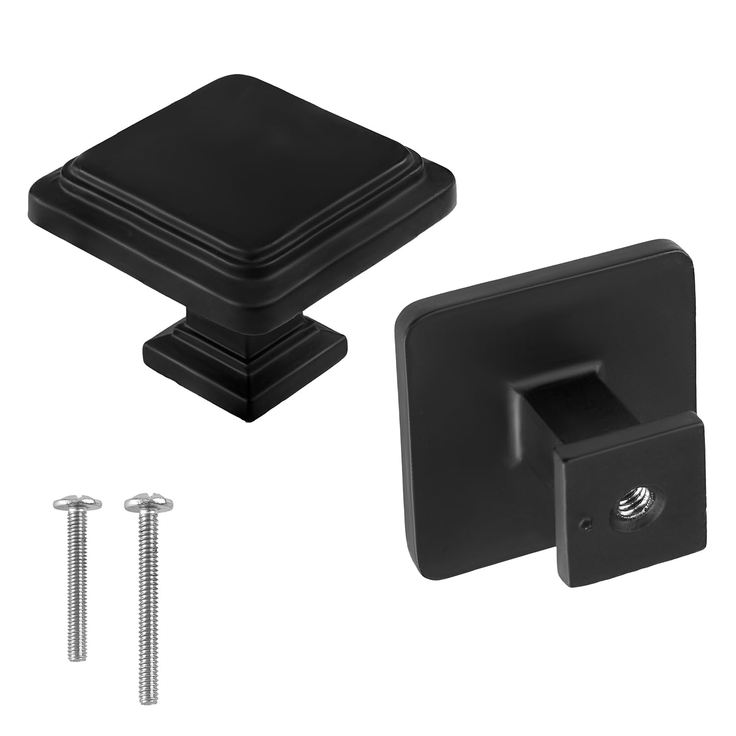 Single Hole Drawer Knobs - 10 Pack Black Cabinet Knobs - Square Dresser Knobs Dresser Handles Closet Door Knobs - Kitchen Cabinet Knobs - Cabinet Hardware