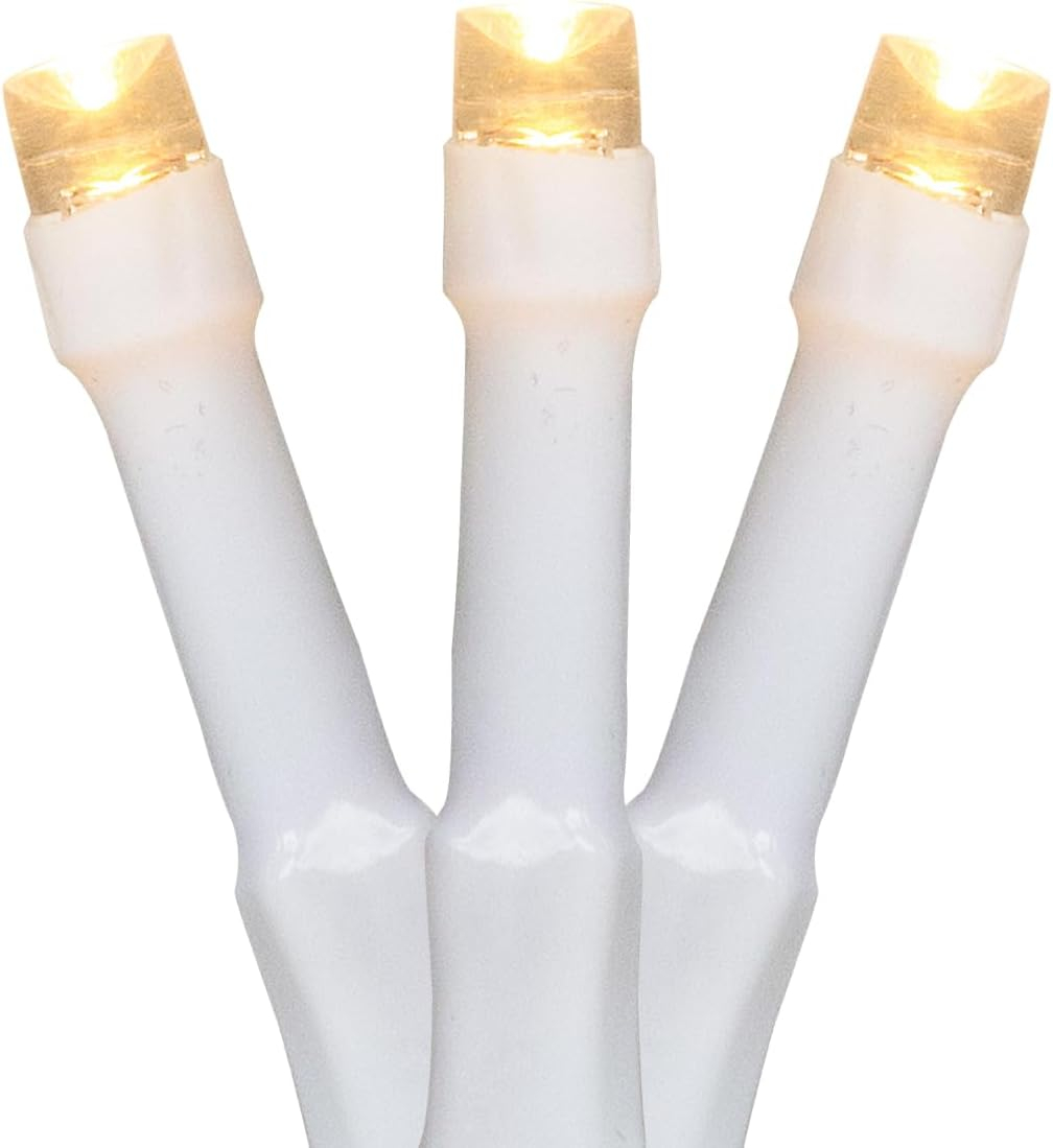 Battery Powered Warm White LED Christmas String Lights with White Wire