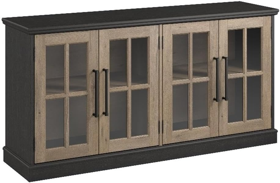 Bush Furniture Westbrook 60W TV Stand for 75 Inch TV in Vintage Black/Restored Tan Hickory