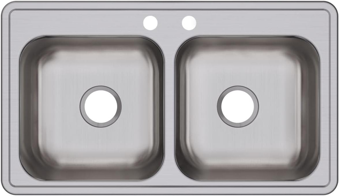Elite Satin Stainless Steel Double Bowl Drop-In Kitchen Sink