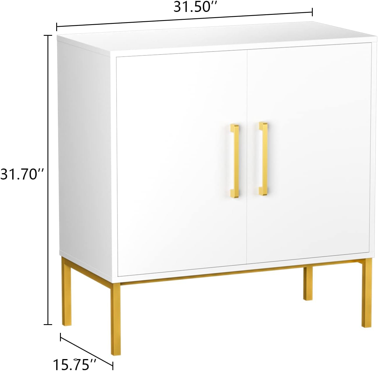CARPETNAL Siedeboard Buffet Cabinet, White Side Storage Cabinet with Doors and Adjustable Shelves, Accent Cabinet for Kitchen, Living Room, Dining Room, Office, Hallway, Entryway