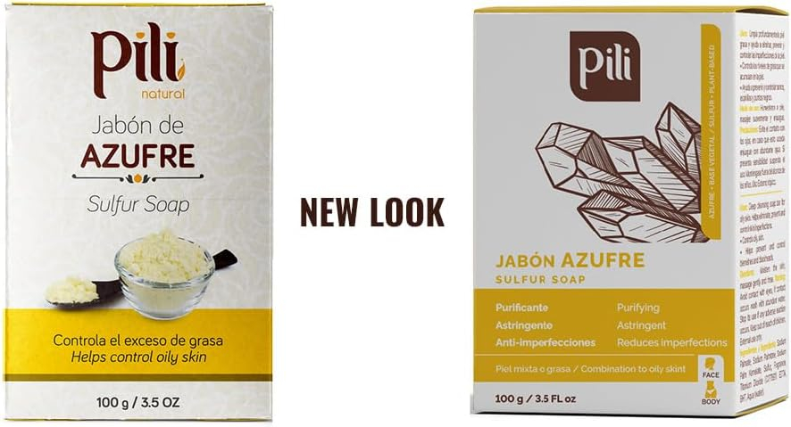Pili Natural Sulfur Soap Bars (3 Pack) Jabón de azufre - Deep Cleansing and Oil-Control Formula for All Skin Types - Maintain Healthy Skin - 3-Pack