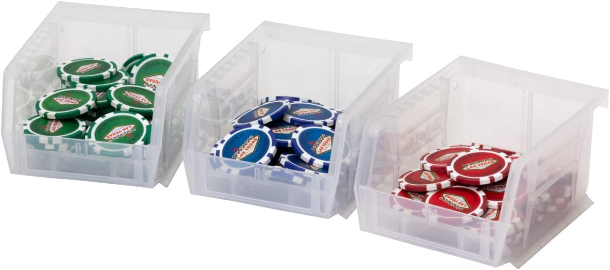 Akro-Mils Stackable Storage Bins, AkroBins Stacking Organizer, 5"x4"x3", Clear, 6-Pack