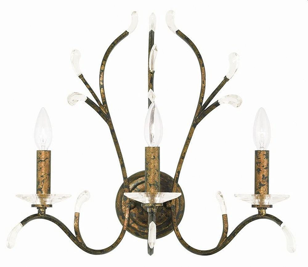 Serafina 3-Light Bronze Sconce with Clear Crystal Accents