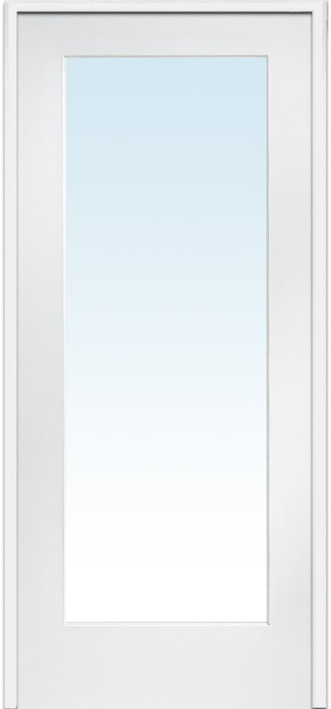 National Door Company ZZ09296L Primed MDF 1 Lite Clear Glass, Left Hand Prehung Interior Door, 30" x 80"