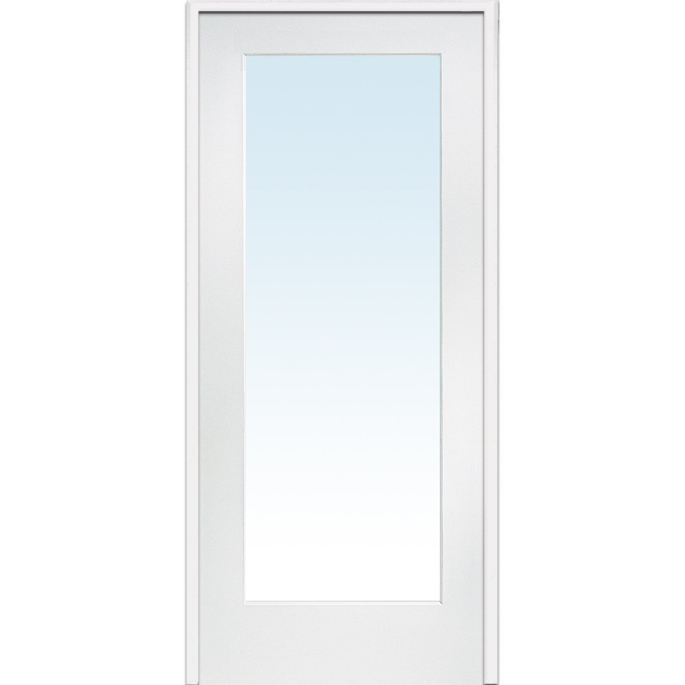 National Door Company ZZ09296L Primed MDF 1 Lite Clear Glass, Left Hand Prehung Interior Door, 30" x 80"