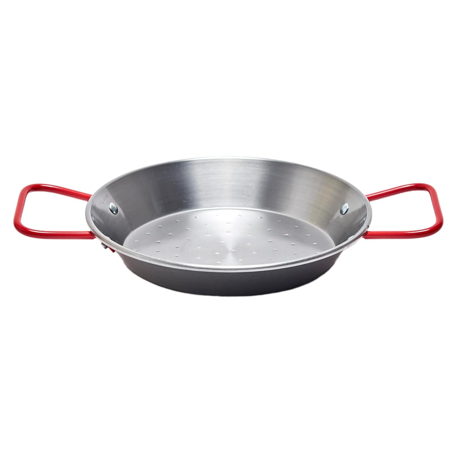 20 cm Polished Carbon Steel Paella Pan with Red Handles