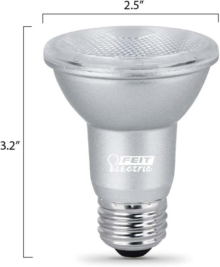 Feit Electric PAR20 LED Bulbs, 50W Equivalent, Dimmable Spotlight Bulbs, 5000k Daylight, E26 Base, 90 CRI, 450 Lumens, 22-Year Lifetime, PAR20 Flood Light Bulbs, Damp Rated, PAR20DM/950CA/4, 4 Pack