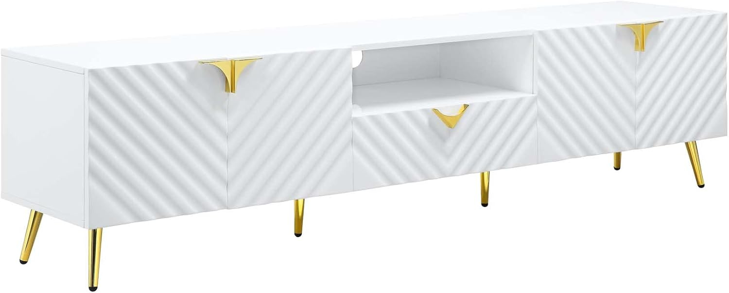 ACME Gaines TV Stand in White High Gloss Finish