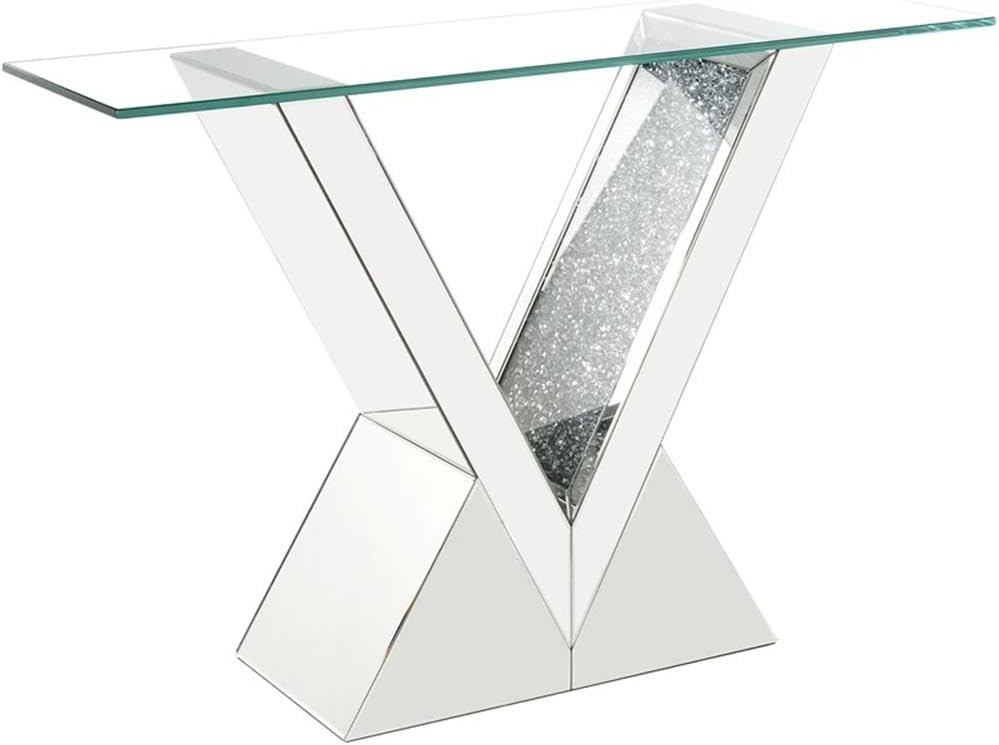 Noralie Mirrored Console Table with Faux Diamonds