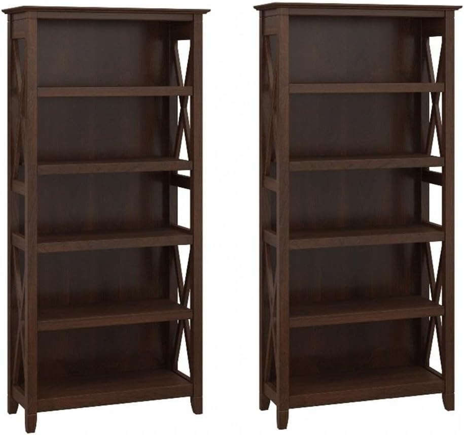 Key West 5 Shelf Bookcase Set in Bing Cherry - Engineered Wood
