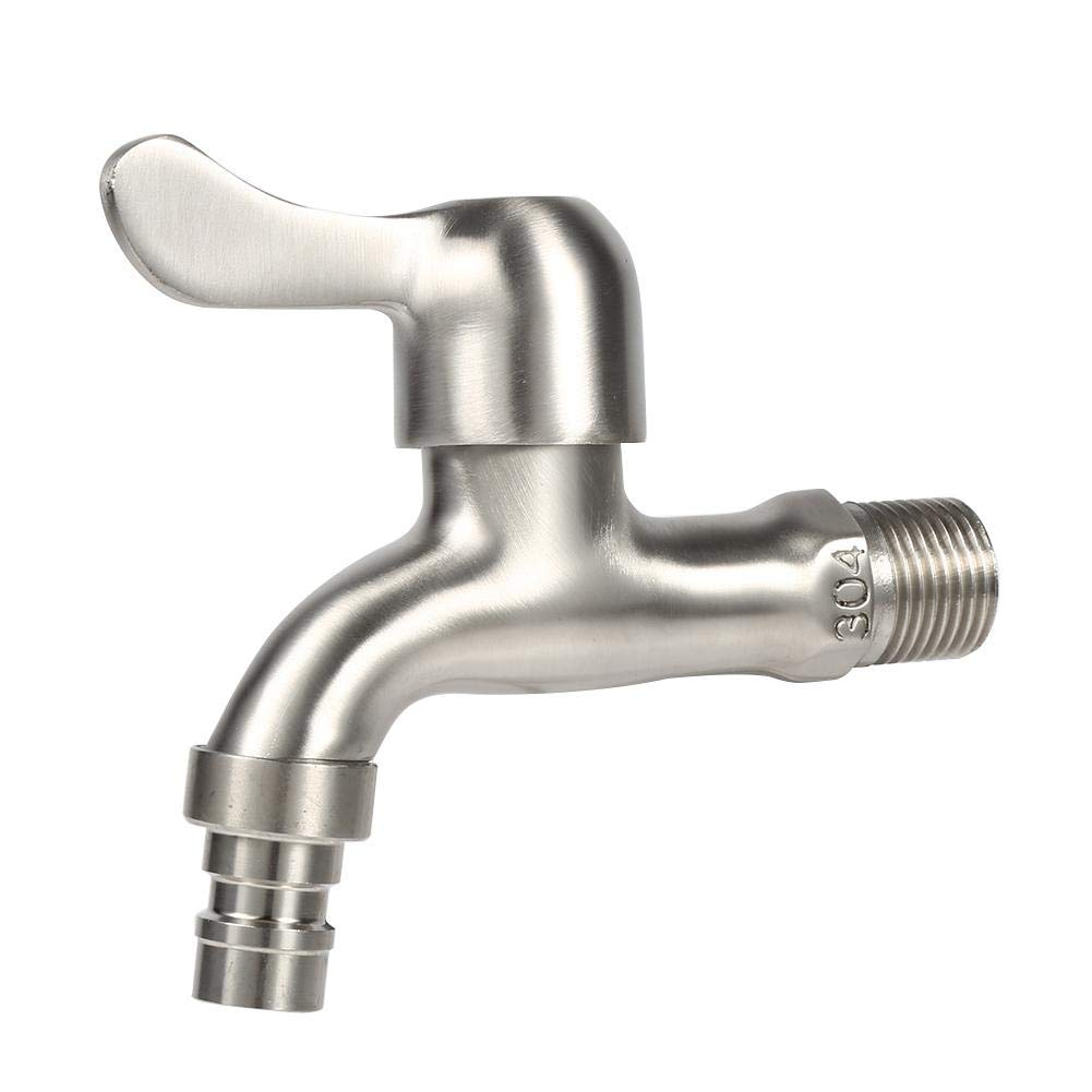 ViaGasaFamido Single Handle Cold Faucet Garden Tap 304 Stainless Steel Outside Wall Mounted Water Faucet for Laundry Bathroom Washing Machine Mop Pool Tub(#1)