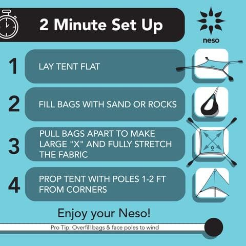 Large Blue Nylon Beach Tent with Aluminum Poles