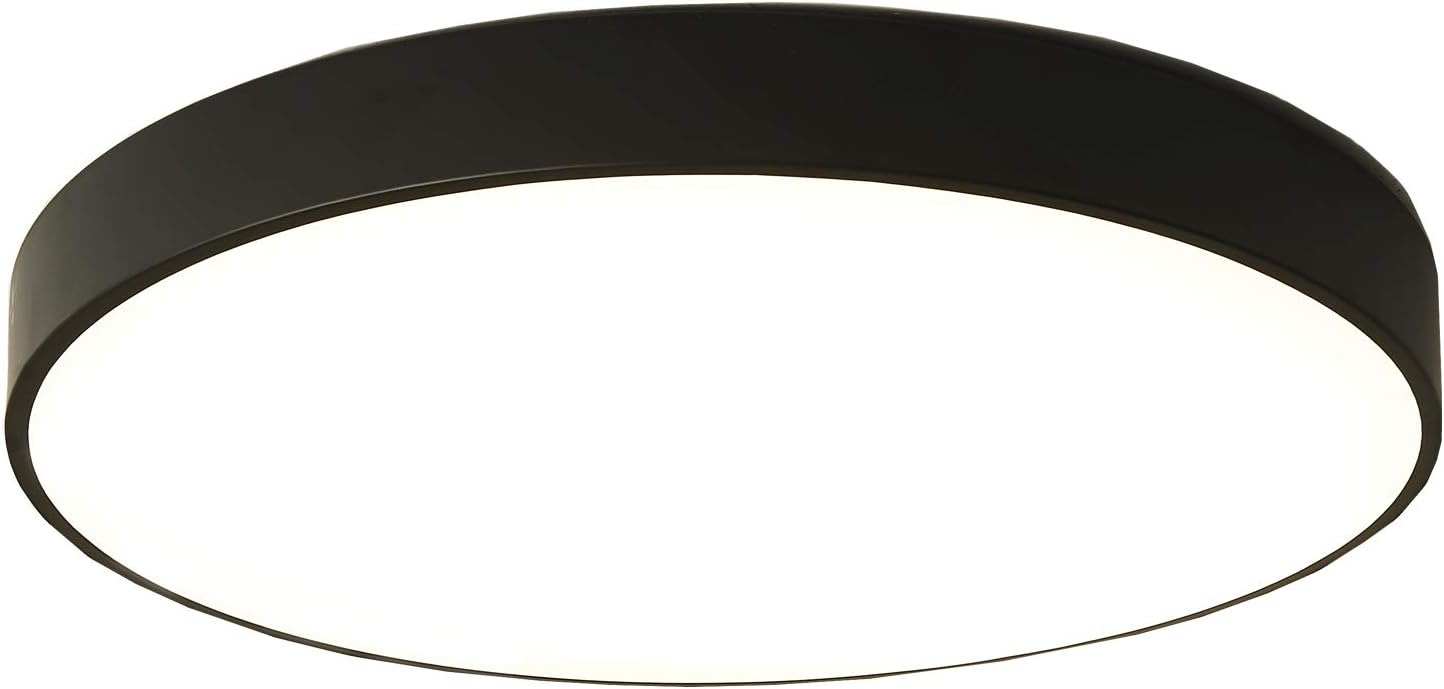 Ganeed 24W LED Flush Mount Ceiling Light, 12-Inch Modern Round Lamp, Hallway Light Fixture for Dining Room, Kitchen, Living Room, Bedroom, Office - Black
