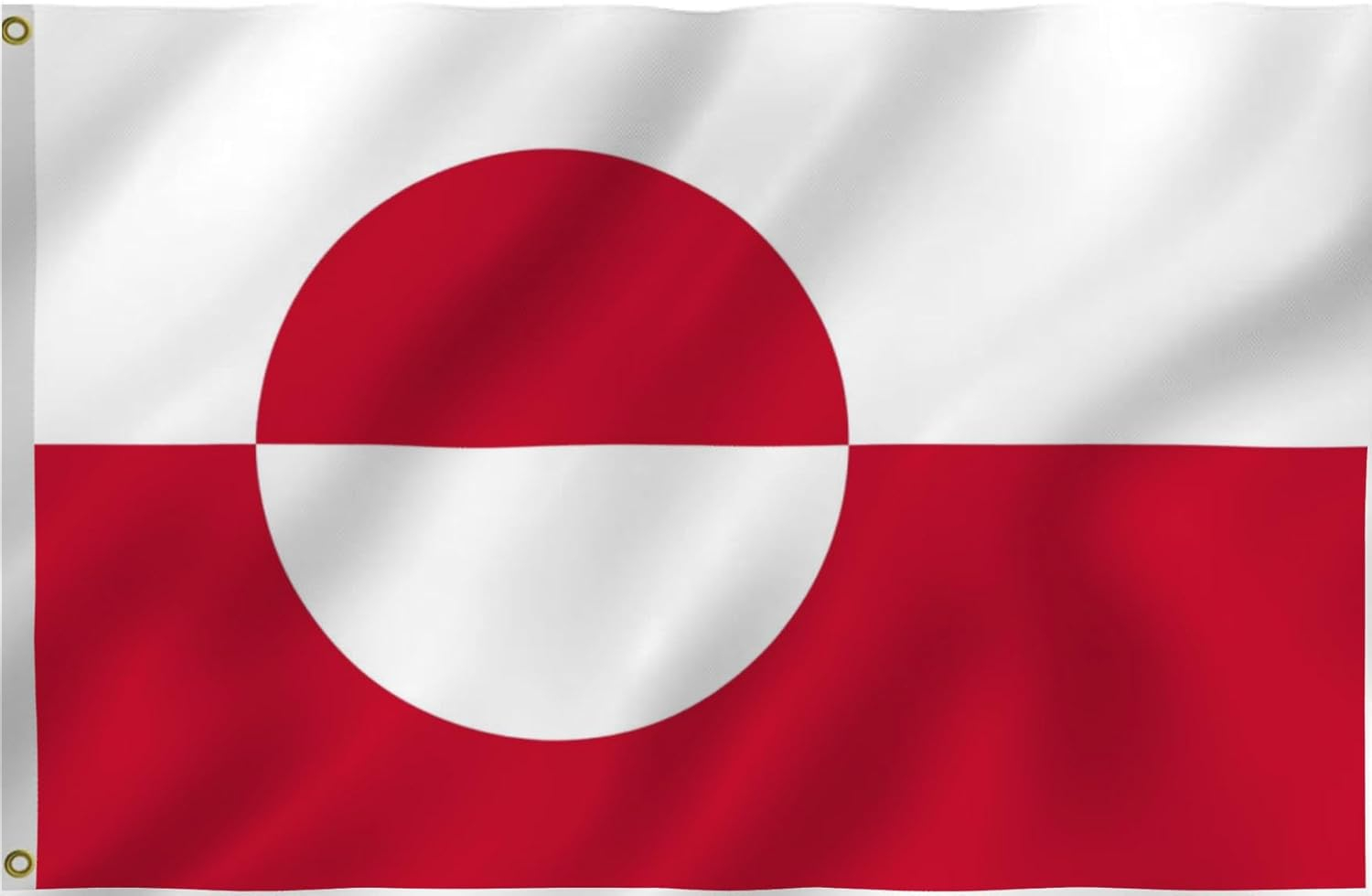 AGAS Greenland Flag 3x5 ft Double Stitched Hem 100% Polyester Metal Grommets Indoor Denmark Greenlander National Flag