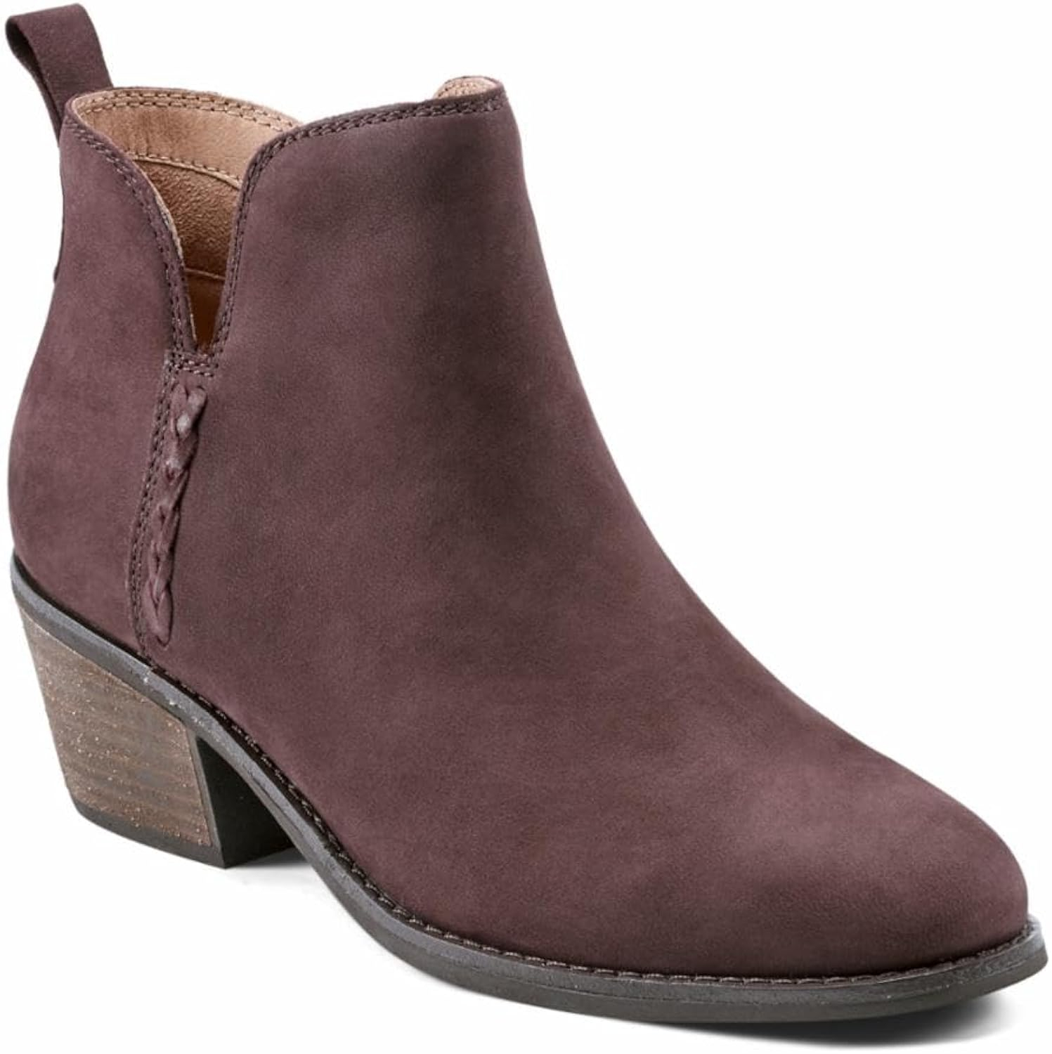 Earth Footwear, Marisole Block Heel Slip-on Casual Booties, Dark Red 600, 7.5 M