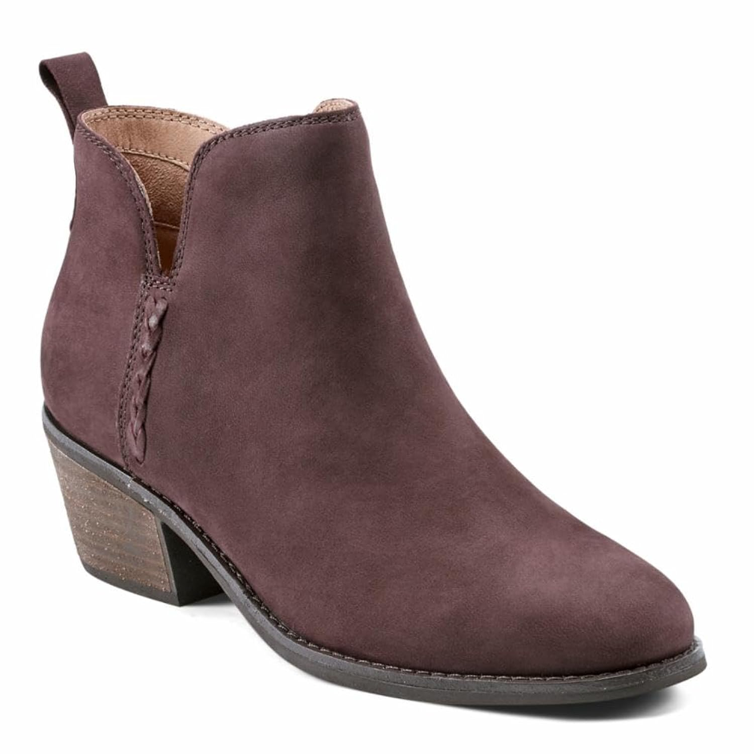 Earth Footwear, Marisole Block Heel Slip-on Casual Booties, Dark Red 600, 7.5 M