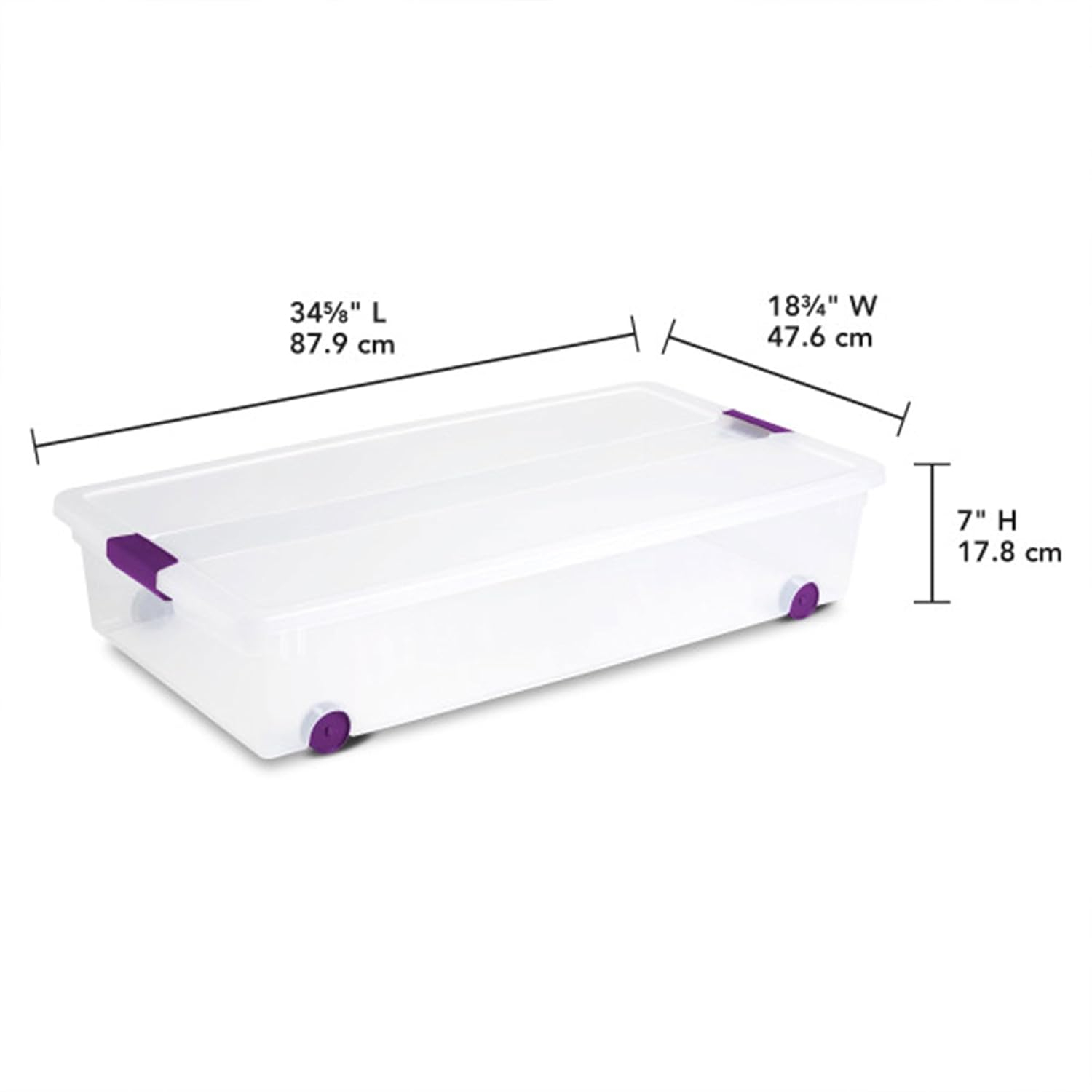 Sterilite 4-Pack 60 Quart ClearView Latch Box, Wheeled Underbed Organizer Bins with Latching Lids - Clear Plastic Organization Containers for Closet, Bedroom, Shelving Units and Everyday Home Storage