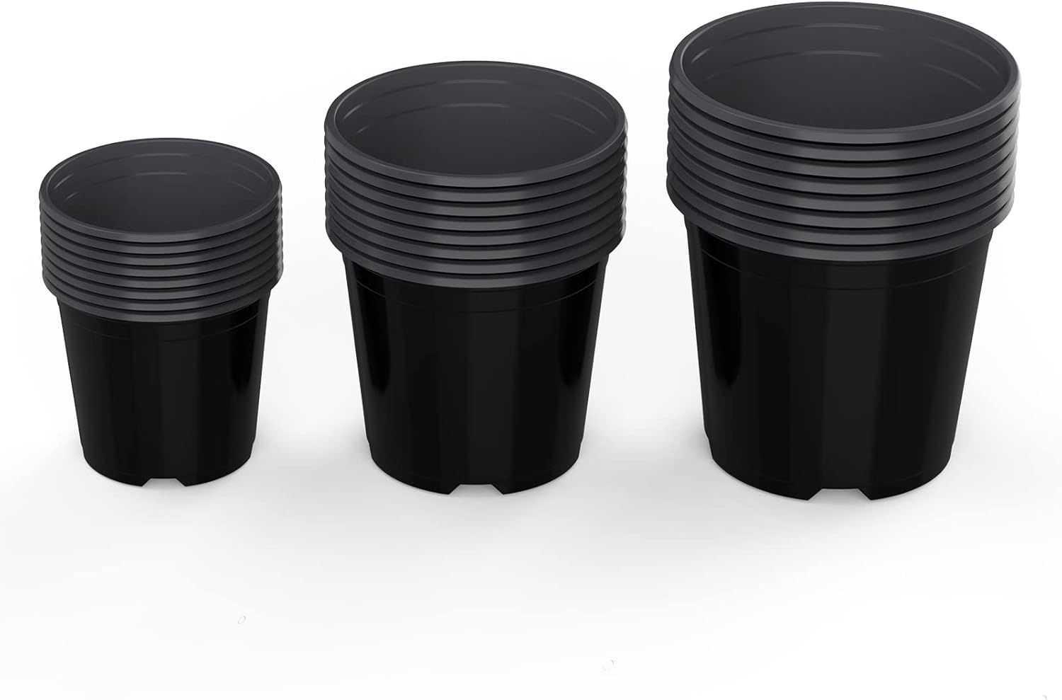 4 5 6 Inch Nursery Pots Variety Pack, 24 Packs Round Flower Pots Decorative Plastic Pots for Plants with Drainage Hole Seed Starting Pots for Seeding, Succulent(4+5+6 Inch, Black)