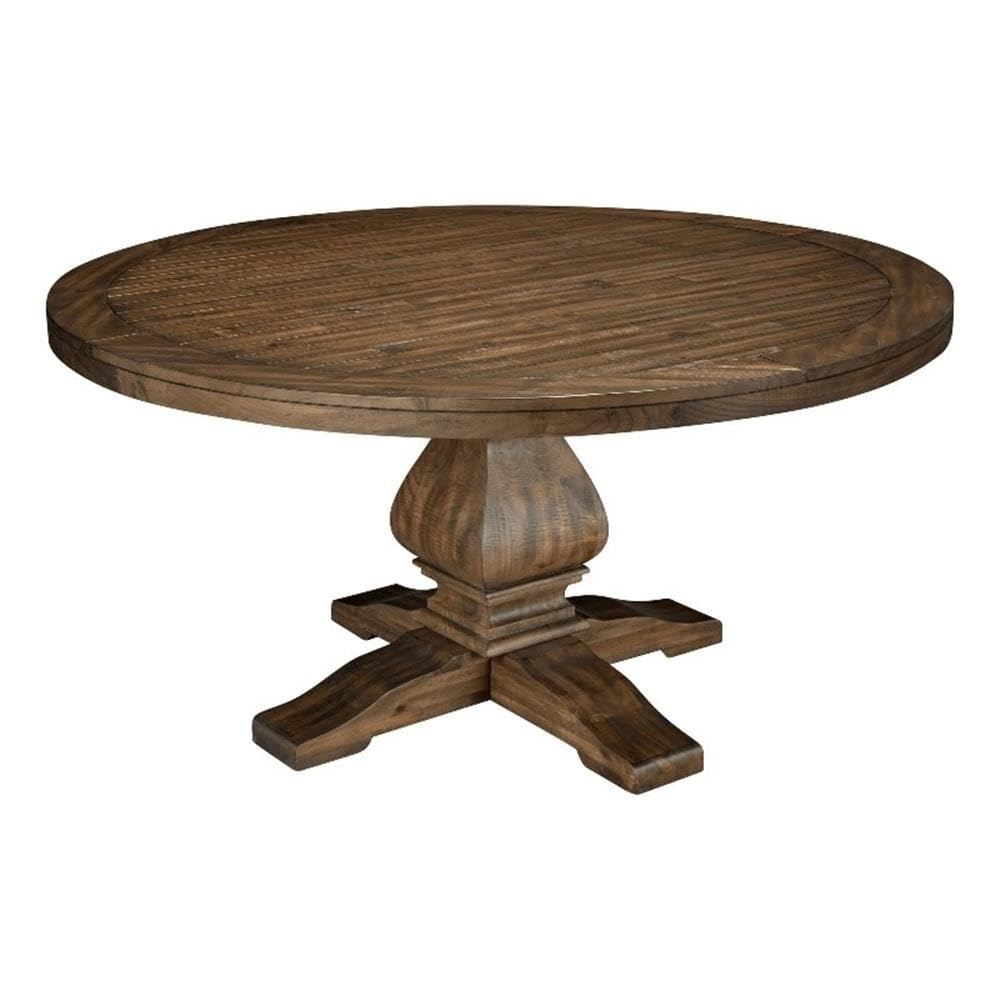 Alpine Furniture Kensington 60" Round Solid Pine Dining Table in Walnut