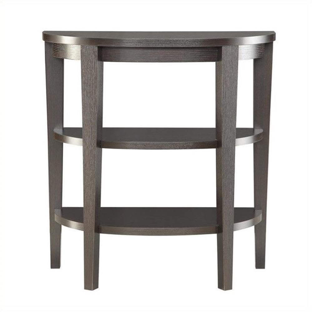 Convenience Concepts Newport Half-Circle Console Table with Shelves, Espresso