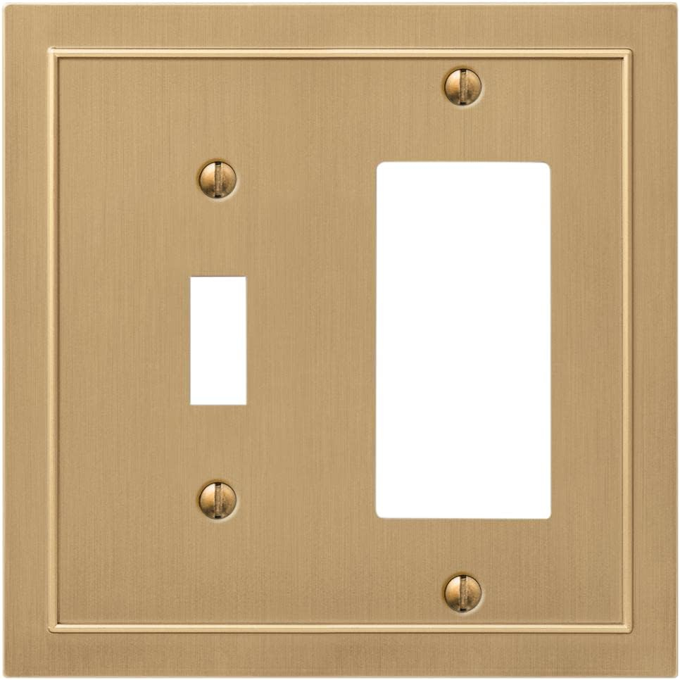 Amerelle 57TRBZ, Bethany Wallplate, 1 Toggle / 1 Rocker, Cast Metal, Brushed Bronze, 1-Pack