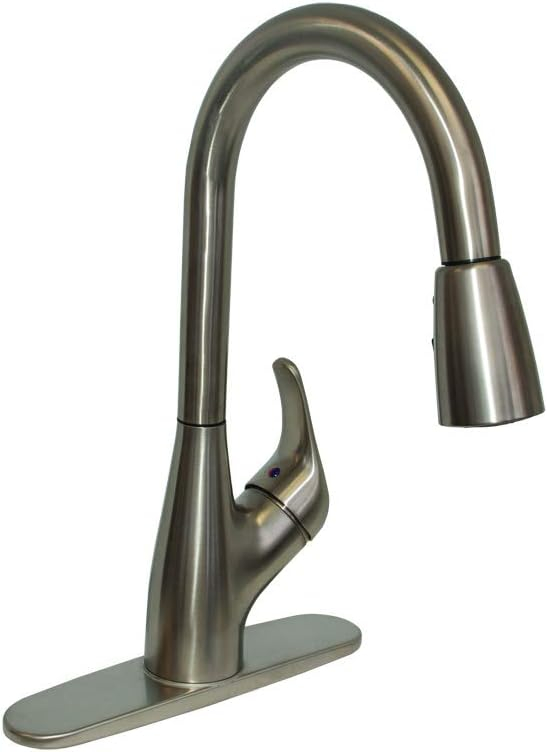 EZ-FLO 10389 Kitchen Faucet with High Arc Pull-Down Spray, One-Handle, Brush Nickel