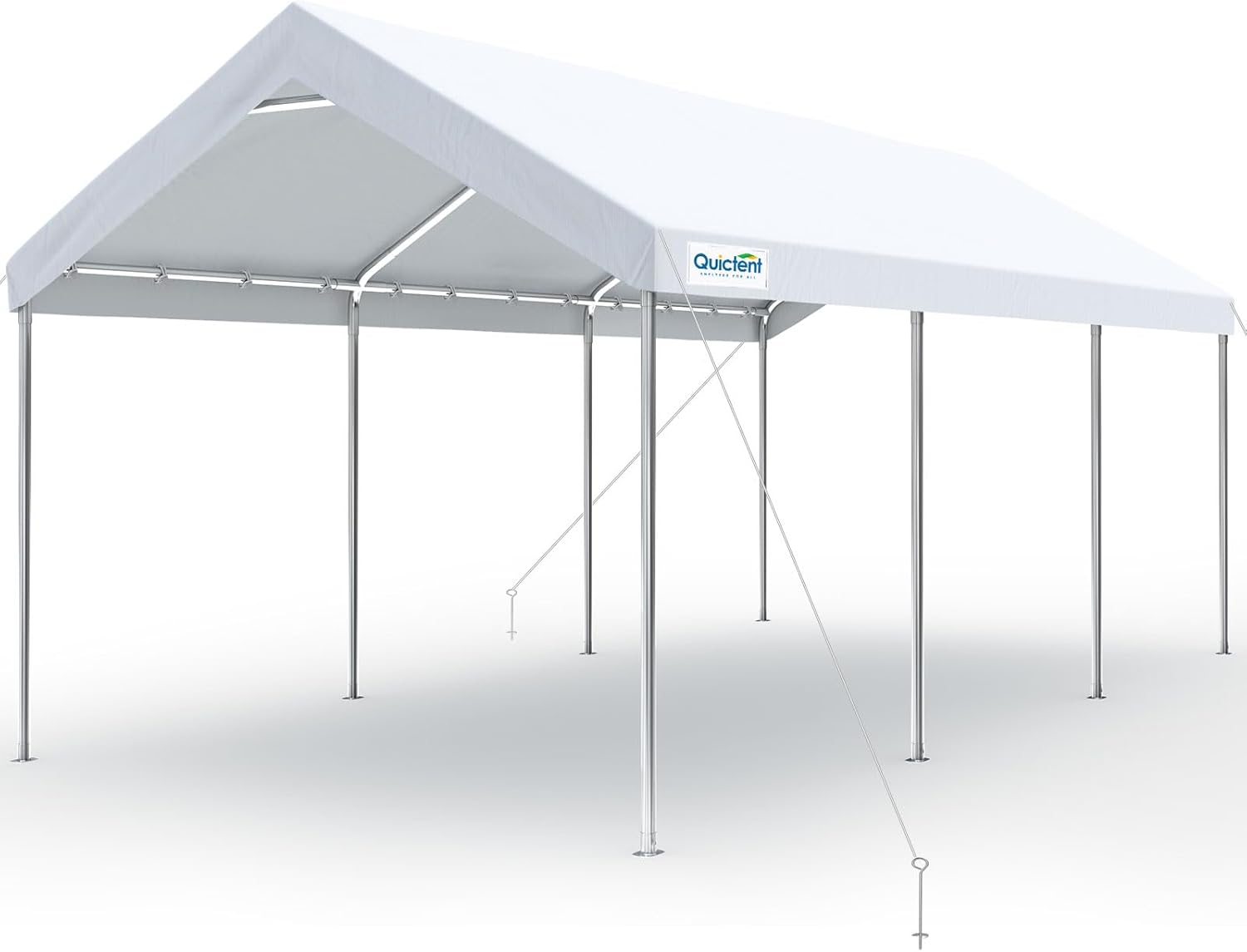 Quictent 10X20ft Upgraded Heavy Duty Carport Car Canopy Party Tent with Reinforced Steel Cables-White