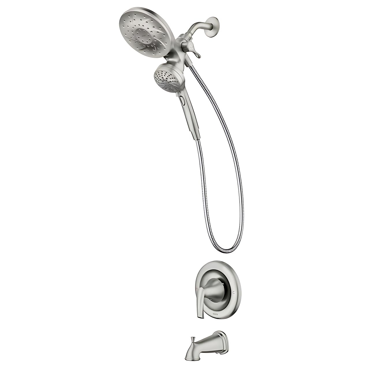Moen Magnetix 82137SRN Graeden Spot Resist Brushed Nickel 1-Handle Bathtub and Shower Faucet with Valve