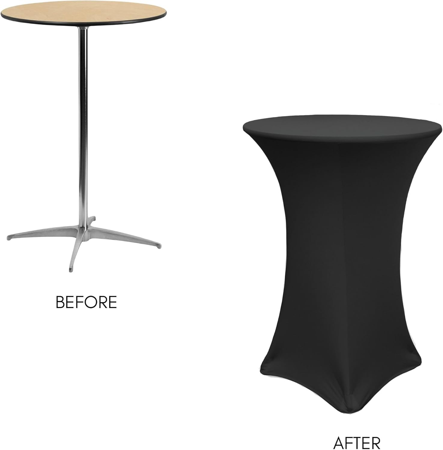 Your Chair Covers - 30 Inch Highboy Cocktail Round Stretch Spandex Table Cover Black