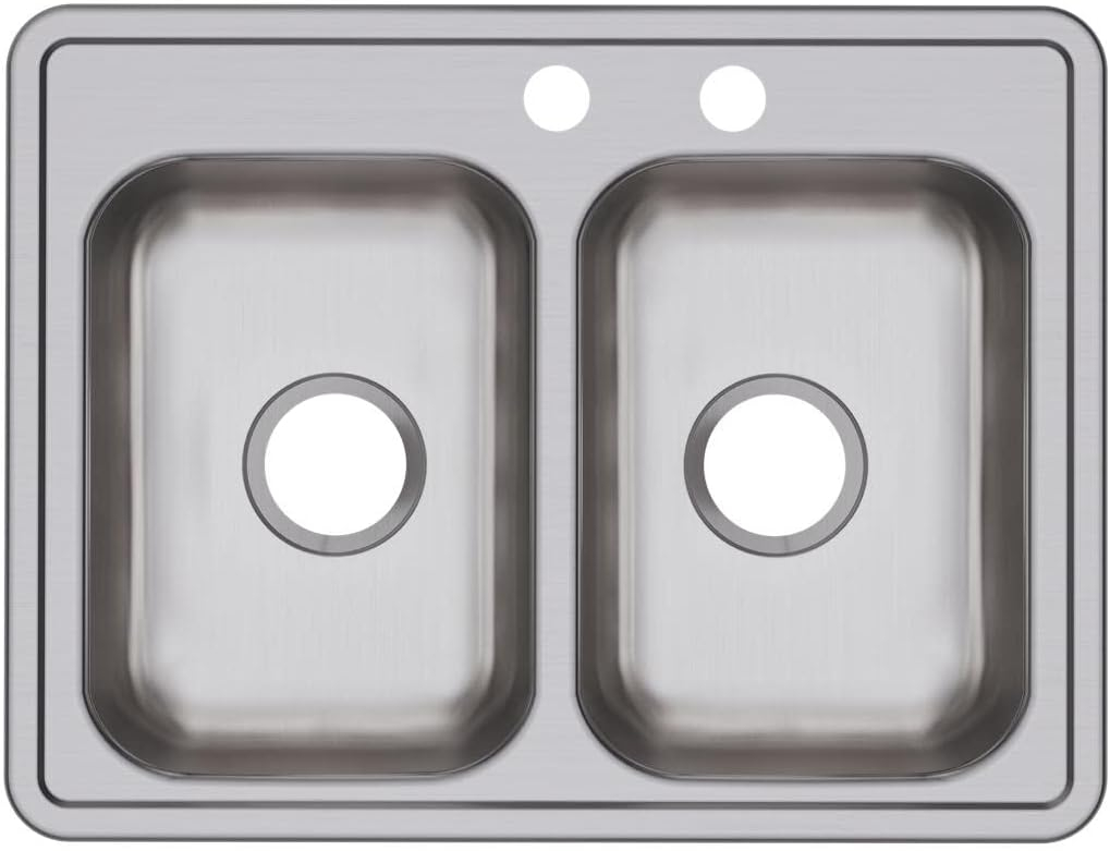 25" x 19" Stainless Steel Double Bowl Drop-In Sink
