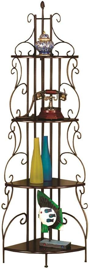 Coaster 4 Shelves Traditional Metal Corner Bookcase in Copper