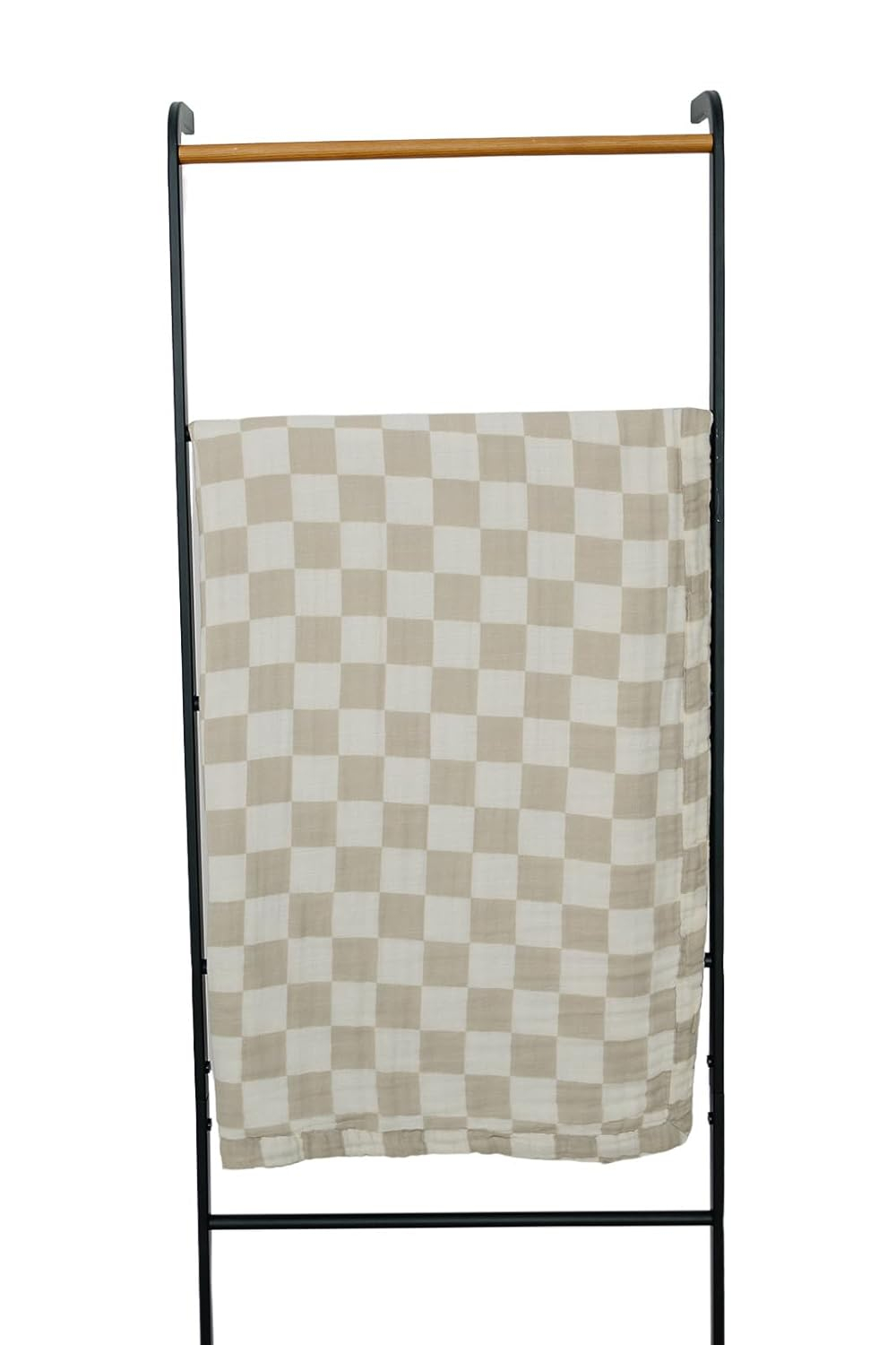 Mebie Baby Muslin Quilt, Taupe Checkered, 100% Cotton Blanket for Girls and Boys, Newborns, Babies, Toddlers, Soft Swaddle, 47"x47"