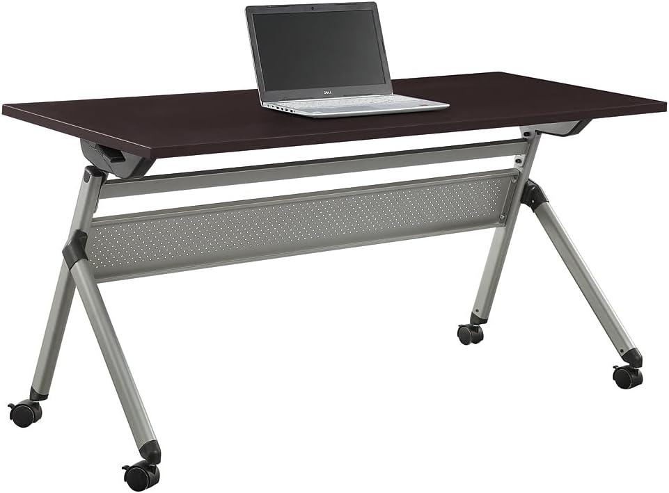 72" Warm Ash Laminate Flip Top Conference Table with Brushed Nickel Legs