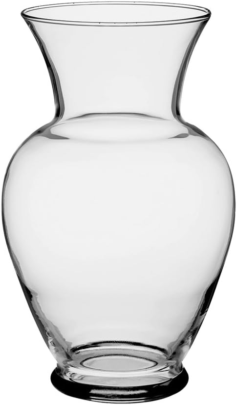 Floral Supply Online 10 5/8" Spring Garden Vase and Flower Guide Booklet- Decorative Glass Flower Vase for Floral Arrangements, Weddings, Home Decor or Office. (Clear)
