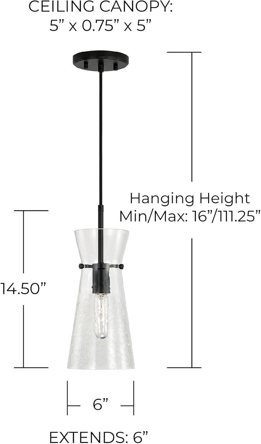 1 Light Pendant-Matte Black Finish Capital Lighting 342411Mb