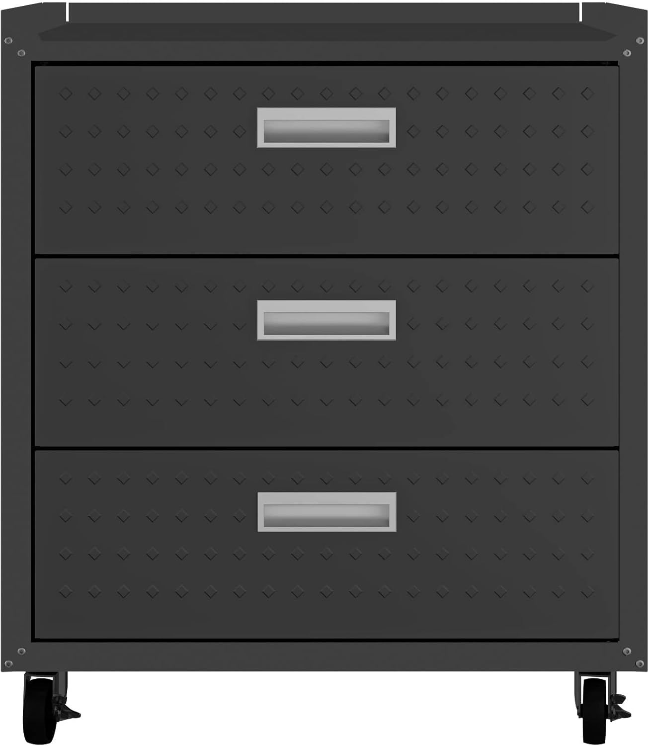Fortress Textured Metal 31.5" Garage Mobile Chest with 3 Full Extension Drawers y