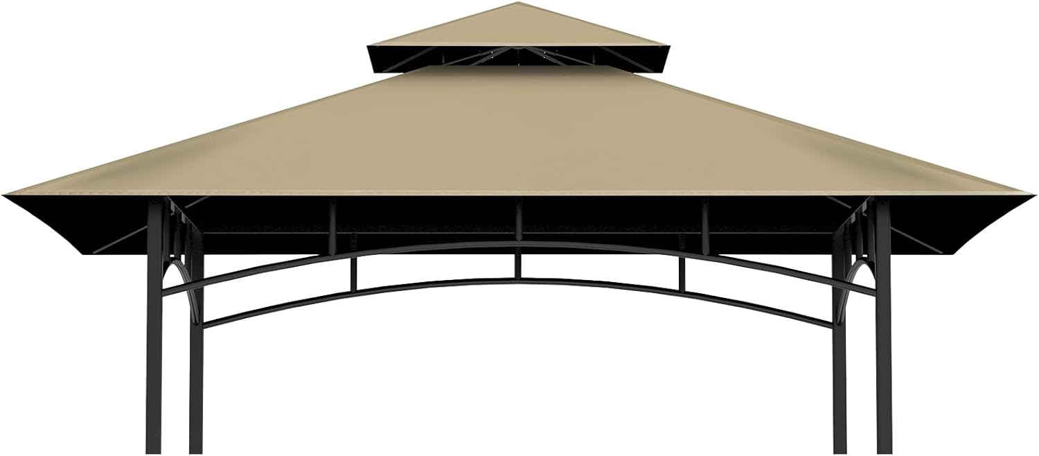 Grill Gazebo Replacement Canopy Top, 5'x8' Gazebo Roof Top Double Tiered Replacement Canopy Roof, Grill Shelter Cover Roof Fit for Gazebo Model L-GG001PST-F (Khaki)