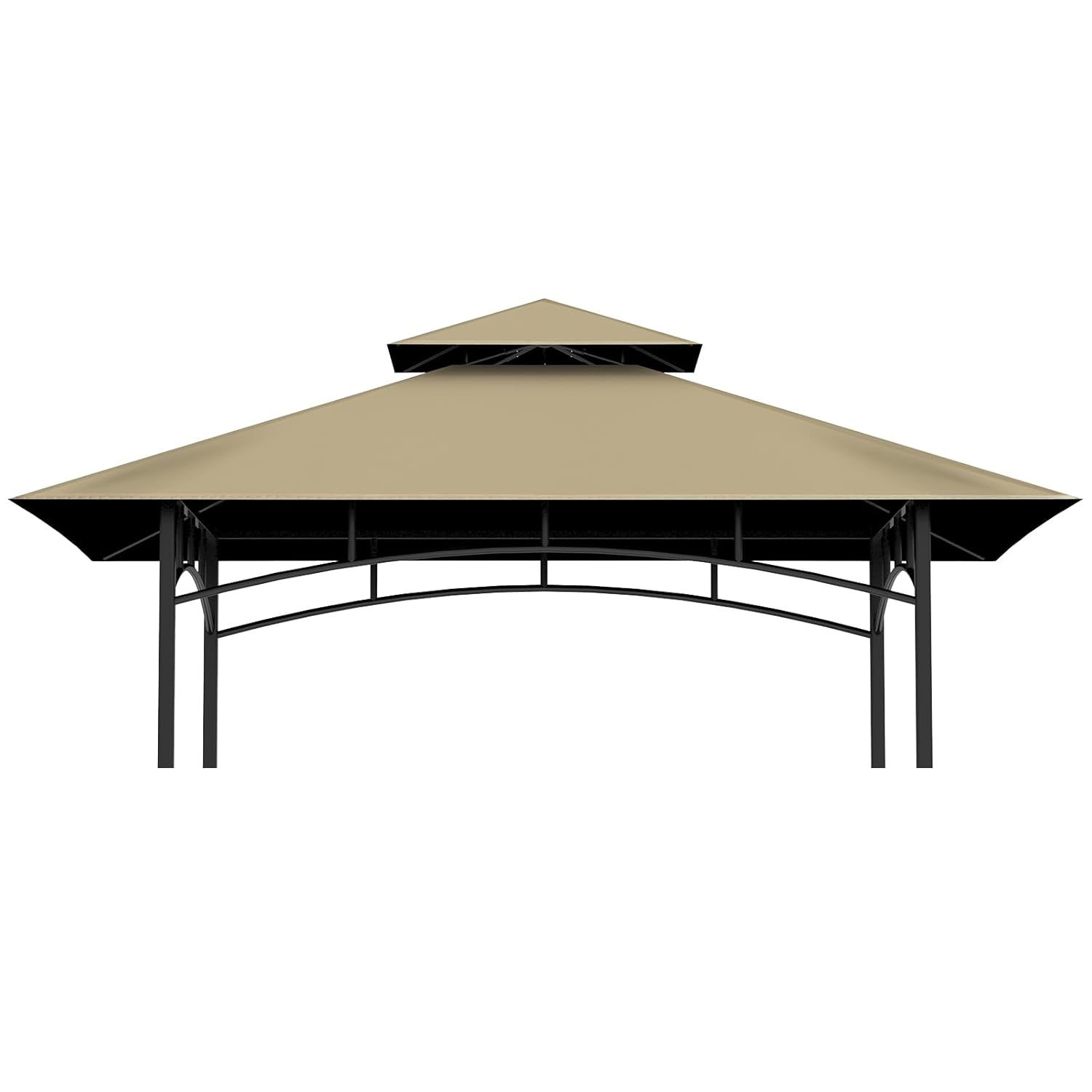 Grill Gazebo Replacement Top, 5 * 8 Outdoor BBQ Top Cover, Double Layer BBQ Gazebo Top Canopy for Model #L-GG001PST-F (Khaki)